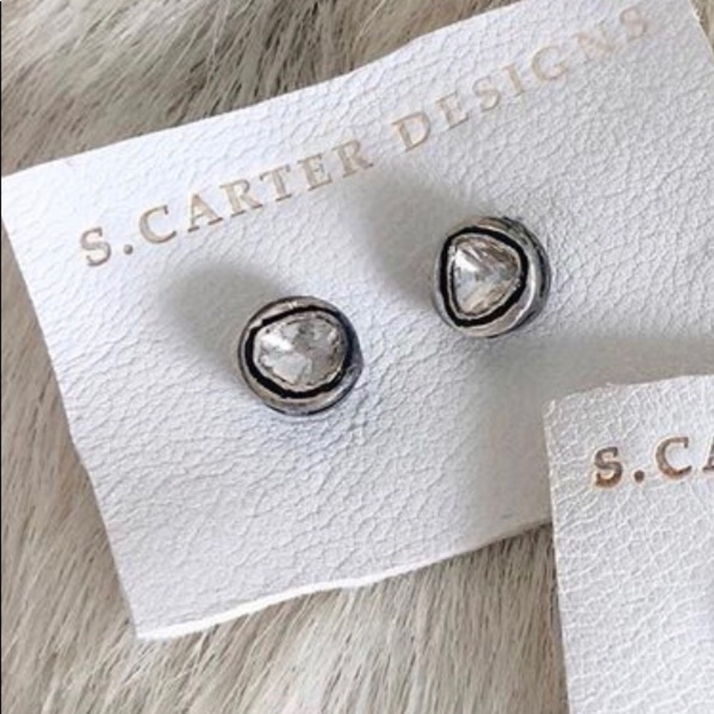 sliced diamond studs set in sterling silver.